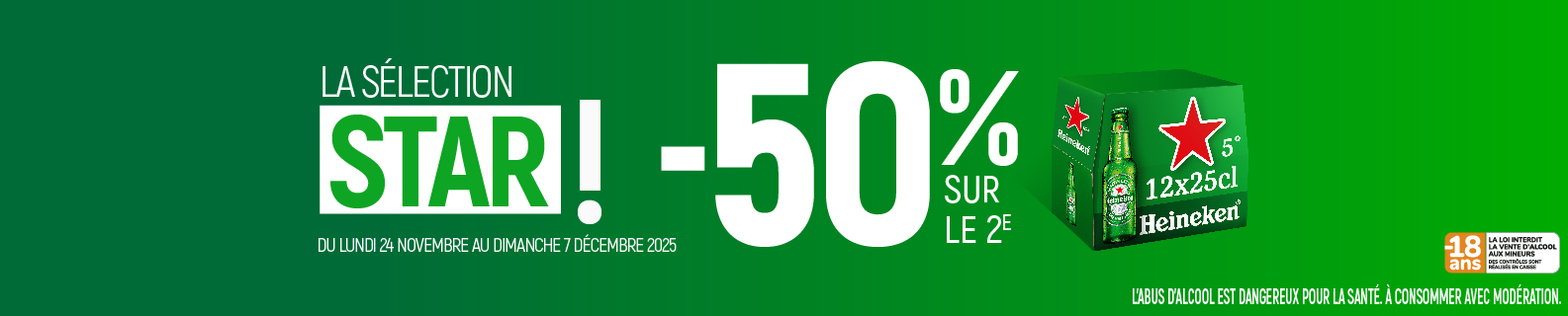 L’offre qui fait pétiller vos soirées : Heineken -50% sur le 2ème pack