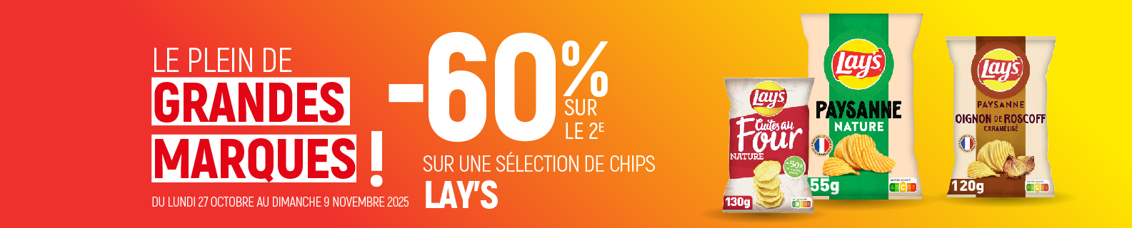 Craquez pour Lays : -60% sur le 2e paquet !