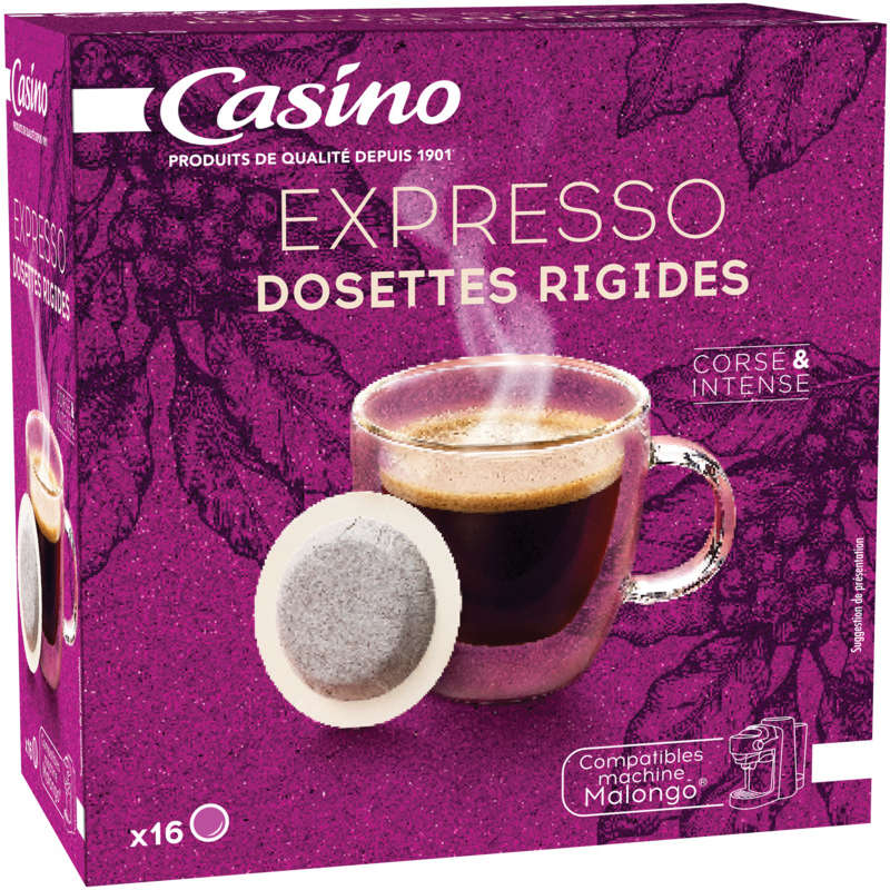 Acheter Expresso - 16 Dosettes Rigides - Corsé et Intense - Casino shop  Nice Gambetta