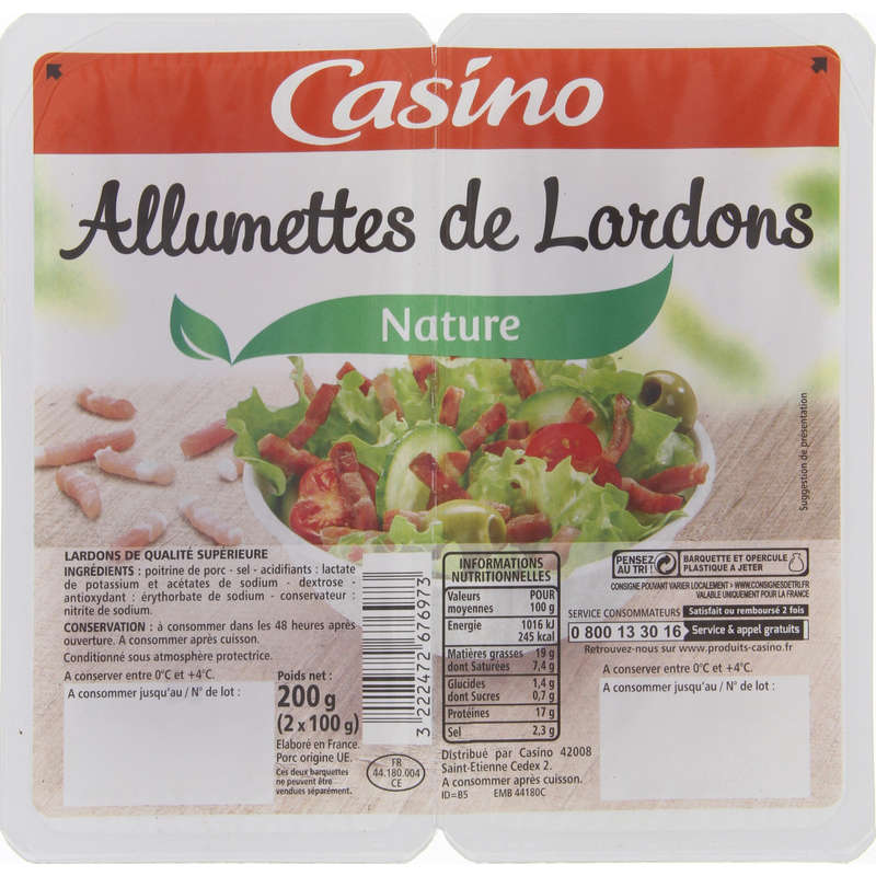 Les Allumettes de lardons nature supérieurs - mon-marché.fr