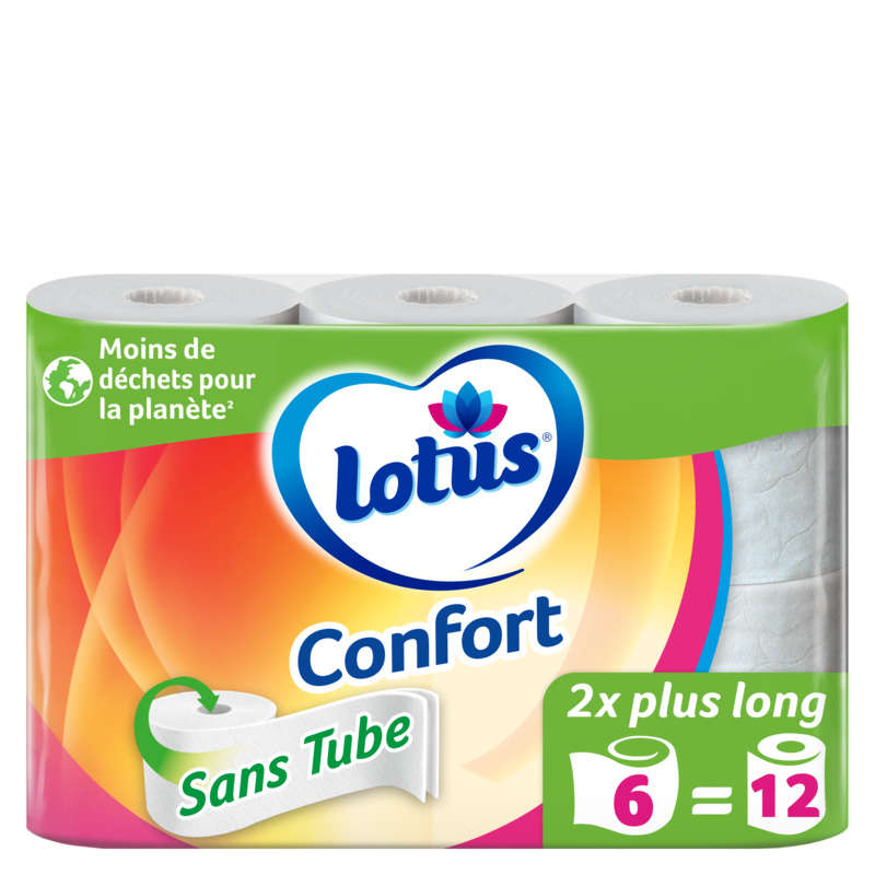 Livraison à domicile Lotus Papier toilette confort sans tube, 6 rouleaux