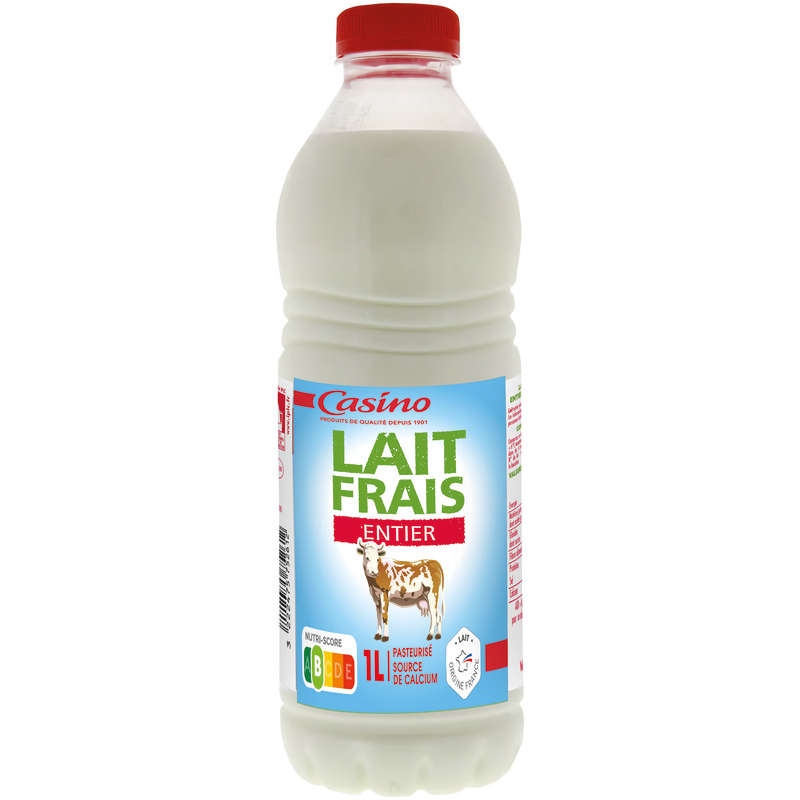 Lait frais - Entier - Bouteille 1l