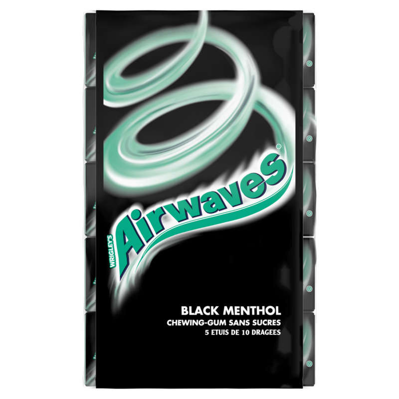 Acheter Airwaves Chewing gum Black mentholsans sucre, 5x10 dragées