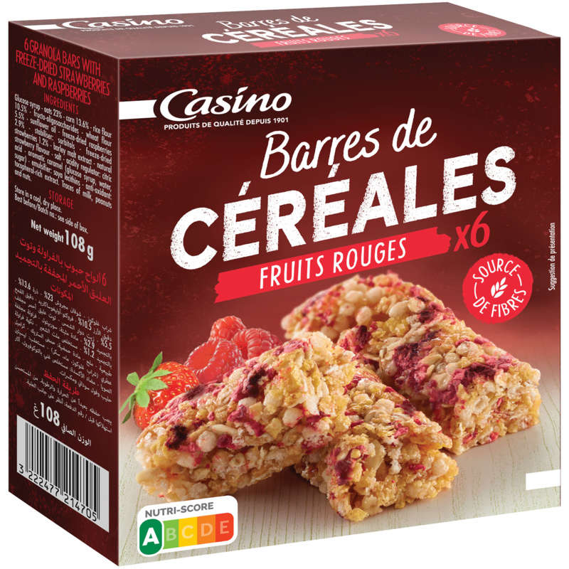 Barres de céréales - Fruits rouges 108g